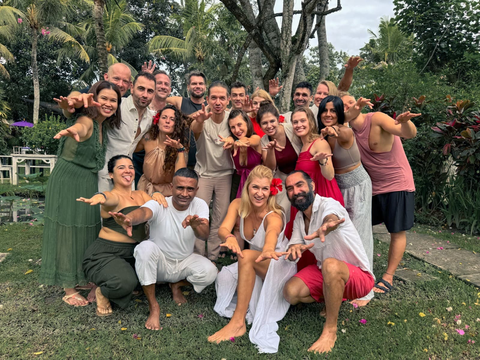 Retreat participants in Bali, joyful and connected